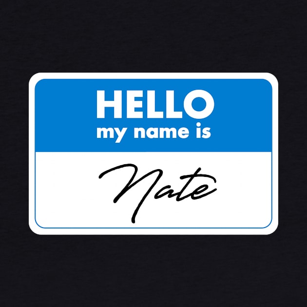 Hello My Name Is Nate Name Tag Gift by Super Fresh Art